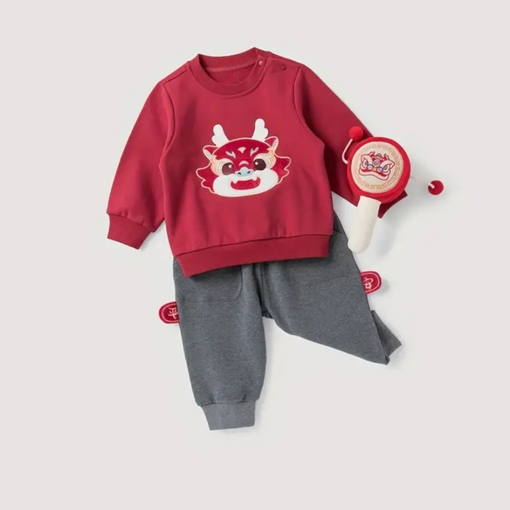 Chinese Lunar New Year Sweatshirt and Pants Set 3-4T